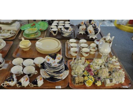 Two trays of assorted china: one of china ornaments by Coalport, Royale Stratford etc., together with a tray of 19th Century 