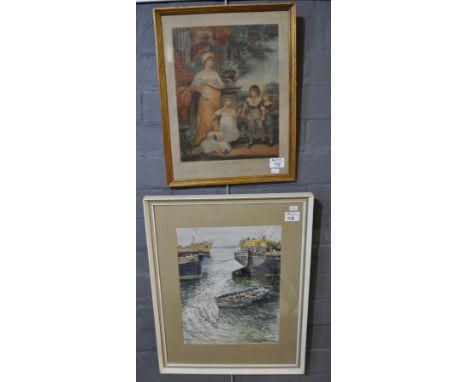 George Harvey (British 20th Century), 'The Shimmering Medway', signed, watercolours. 38 x 28cm approx. Together with a Victor