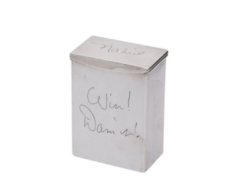 
	
		[Ava Gardner interest] A silver rectangular double pack of playing cards case, Chester 1912, plain and engraved with fac