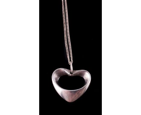 
	
		A silver heart shaped pendant by Henning Koppel for Georg Jensen, stamped with Georg Jensen makers mark, HK 2008 and Lon