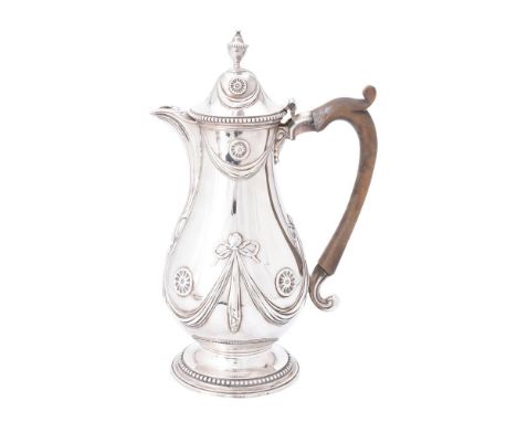 
	
		A George III silver baluster coffee Pot by Daniel Smith &amp; Robert Sharp, London 1775, with an urn finial to the domed