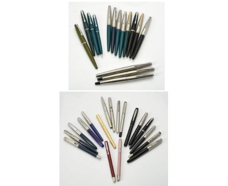 
	
		Parker, 45, a collection of fountain pens, including three Parker 45 Flighter examples; Parker 45 Arrow examples; a Park