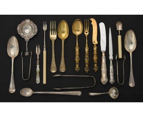 
	
		Y&nbsp;A collection of silver, silver coloured and silver mounted flatware, including various patterns by different make