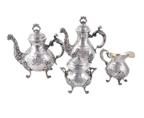 
	
		A matched silver coloured baluster tea and coffee service, the tea pot by Valle' &amp; Gandini, Milan 1944-1968 .800 sta