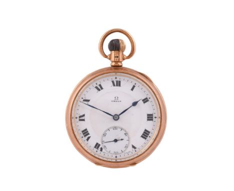 
	
		Omega, 
		18 carat gold keyless wind open face pocket watch, no. 185453, circa 1919
		Movement: Lever escapement, bimeta