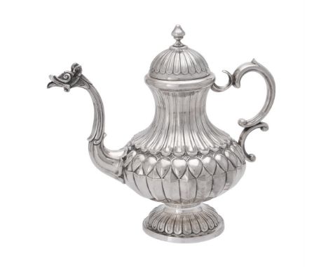 
	
		An Italian silver coloured coffee pot by Valle' &amp; Gandini, Milan 1944-1968 .800 standard, with a bell shaped finial 