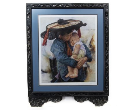 CHINESE SCHOOL, 20TH CENTURY MOTHER AND CHILD colour print, dated 1979(?), limited edition number 131/750, signed in pencil b
