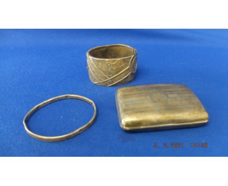 Two Silver bangles and a cigarette case etc. 3.7 troy ounces