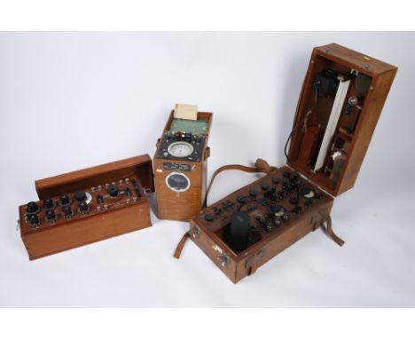 A Collection of Early Telegraph Test Equipment, comprising of a large portable test set by Muirhead &amp; Co Ltd, in polished