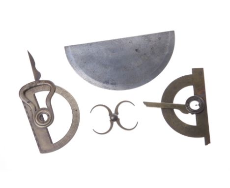 Two 18th Century Swing-Arm Protractors etc one European,divided to half a degree, scale11.5cm diameter; one with wheat-ear en