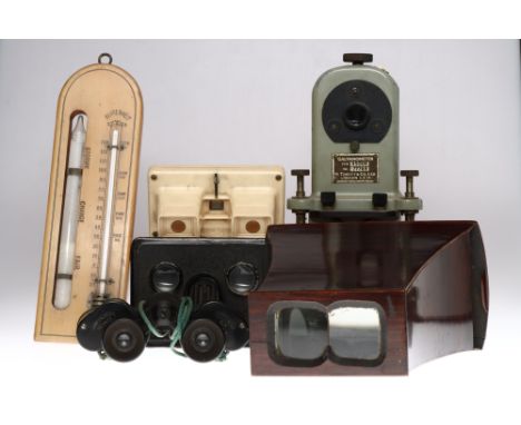 A Late 19th Century Brewster Style Stereo Viewer, together with a Stereoscope Lestrade Simplex viewer and slide, a set of Cam