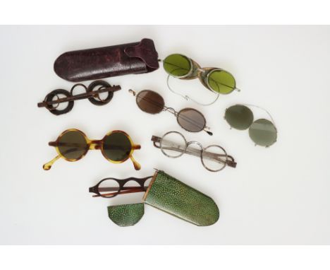 Antique Spectacles and Sunglasses, Four pairs of antique and vintage sunglasses, with three pairs of spectacles including Mar
