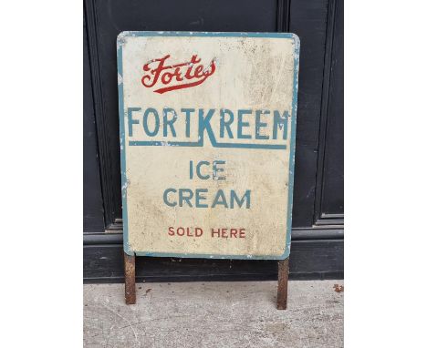 A vintage painted aluminium 'Fortkreem Ice Cream' sign,&nbsp;45.5cm wide. 