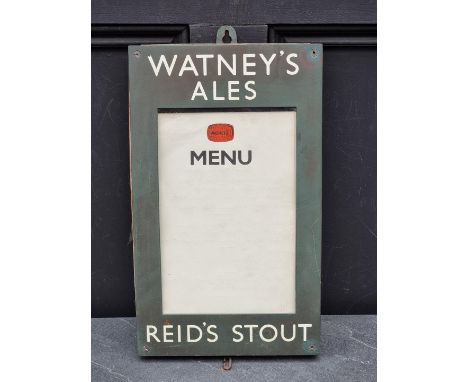Advertising:&nbsp;a vintage&nbsp;Watney's Ales menu board, 38 x 23cm. 