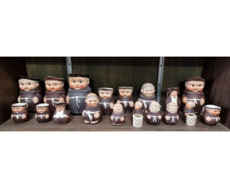 A collection of&nbsp;Goebel novelty monk jugs and cruets,&nbsp;16cm high. (18) 