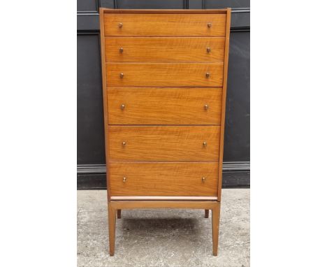 A mid-century walnut chest of drawers,&nbsp;by John Herbert for Younger &amp; Co, 60.5cm wide. 