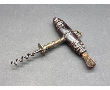 A Victorian Henshall type turned wood corkscrew, (lost tip of worm). 