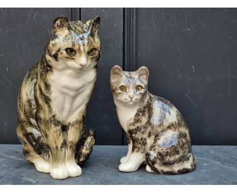 Studio Pottery: two Jenny Winstanley cats, largest 30cm high.&nbsp; 