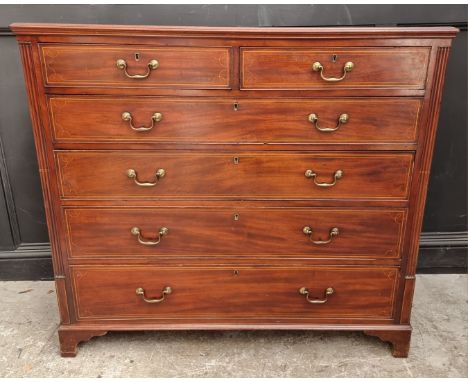 A George III mahogany and line inlaid chest of drawers,&nbsp;133cm wide. 