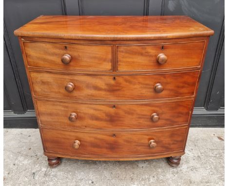 A Victorian mahogany bowfront chest of drawers, 103.5cm wide. 