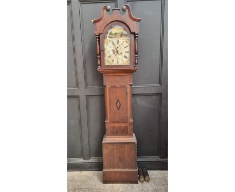 A George III mahogany and oak eight day longcase clock,&nbsp;the 12in painted arched dial inscribed 'C B Rose, Tring', 221.5c