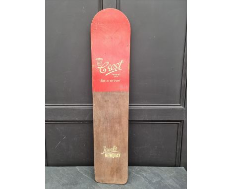A vintage 'Crest' plywood bellyboard, 120.5cm&nbsp;long. 