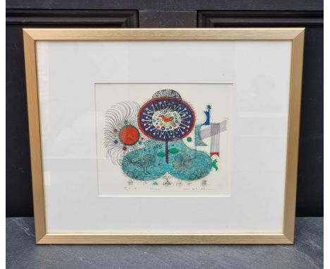 Masao Ohba, birds and flowers, signed, titled and numbered 42/200, colour etching, 19.5 x 22.5cm. 