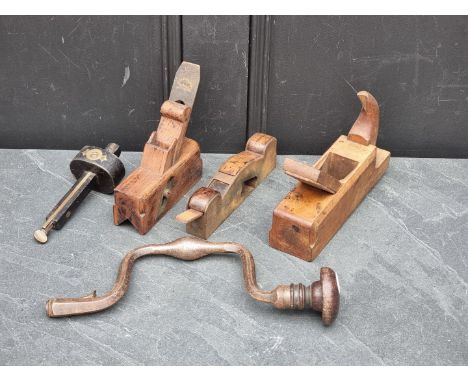 Tools: a small collection of carpenter's planes and related. (5) 