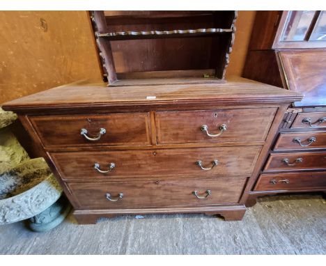 A circa 1900 mahogany and satinwood crossbanded chest of drawers,&nbsp;105.5cm wide. 