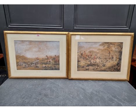 Samuel Howitt,&nbsp;a pair of fox hunting scenes, each signed, watercolour and gouache, 29 x 42.5cm. 
