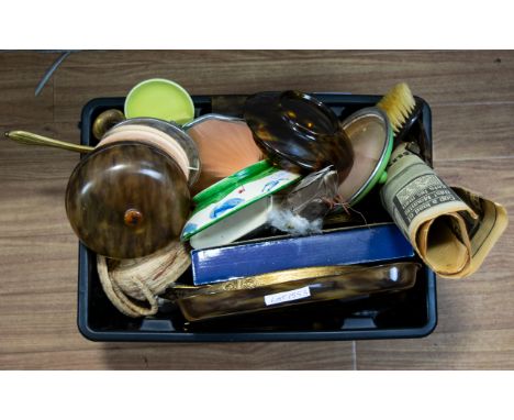 A Mixed Lot Of Oddments And Collectibles To include faux tortoise shell dressing table set, razor, ceramic items, gilt metal 