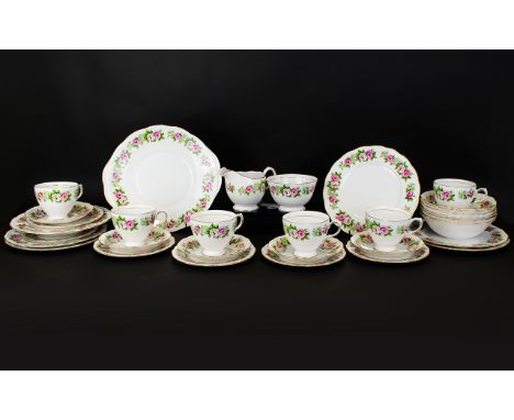 Bone China Colclough Part Tea Service including 6 Large Side Plates, 6 Small Side Plates, 6 Saucers, 6 Cups, 6 Bowls Sugar Bo
