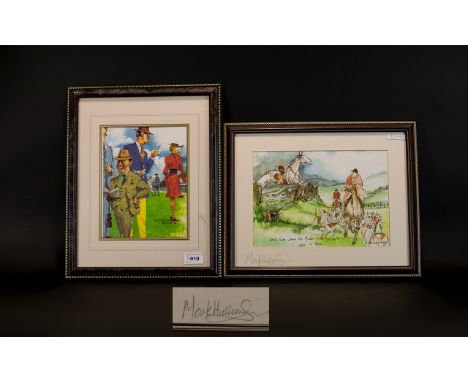Equestrian Interest, framed print, Signed In Pencil Mark Huskinson. Together With 1 Other, Both mounted and behind glass. Eac