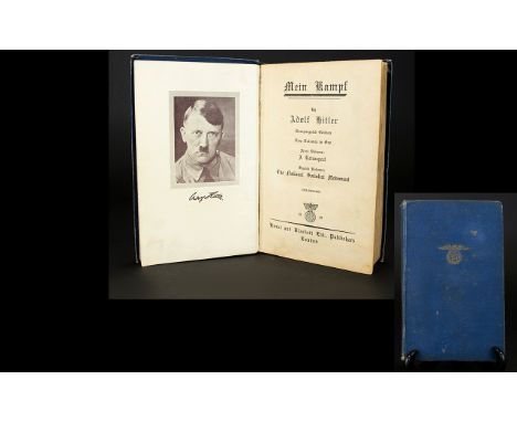WWII Interest 1939 Adolf Hitler Mein Kampf Hardback Book Published By Hurst And Blackett Ltd London Blue clothbound board wit
