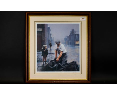M Grimshaw Signed Limited Edition Print Titled Bagging The Coal.  Framed, mounted and behind glass. Signed in pencil lower ri