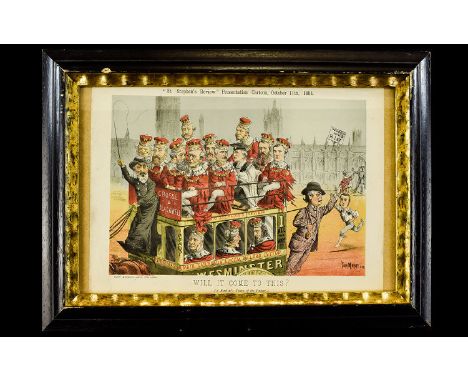 Tom Merry Framed Colour Lithograph Presentation Cartoon 'Will It Come To This (A Radical's Vision Of The Future)' From St Ste