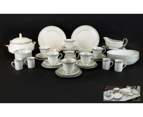 Royal Doulton 81 Piece Part Tea Set, 'Sophistication', English Porcelain 1984 To include: eight dessert bowls, one milk jug, 