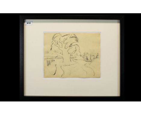Rowland Suddaby ( 1912 - 1973 ) Landscape with Tree, Pencil 9 x 11.25 Inches. From a Sketch Book. Provenance - Purchased From