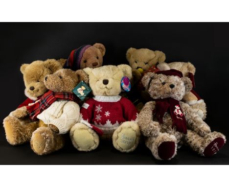 A Large Collection Of Harrods Christmas Teddy Bears Ten in total, each a limited edition from various years, each with origin
