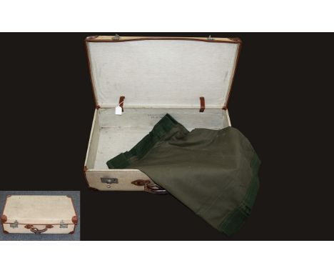 British Army Suitcase Issued In 1960 With Key, Some Wear Worldwide. Together With A British Army Officers Camp Bed - Unused.