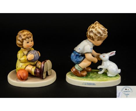 M. J. Hummel Club Exclusive Edition Hand Painted Figures ( 2 ) In Total. Comprises 1/ Private Conversation 1999-2000. 4.5 Inc