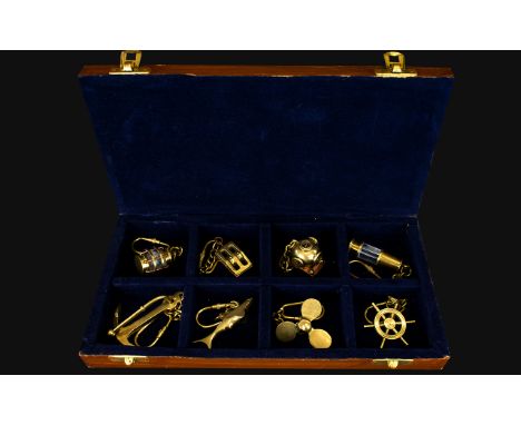 Nautical Interest A Good Collection Of Well Made Quality Brass Keyrings In The Form Of Nautical Items Comprising Divers Helme