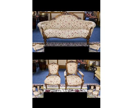 A Large Chaise Lounge Generous two seater chaise sofa with carved detail to arm and head rest. Turned legs on castors, recent