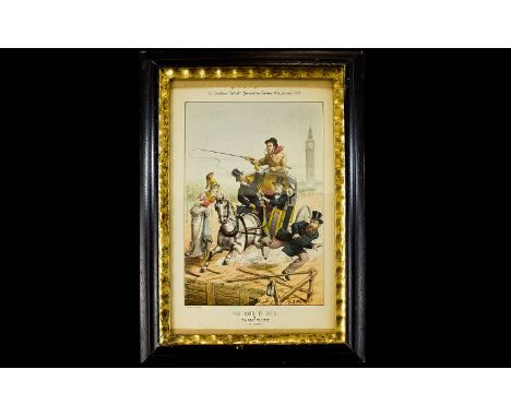 Tom Merry Framed Colour Lithograph Presentation Cartoon 'The Road To Ruin Or Too Fast To Last' From St Stephens Review Januar