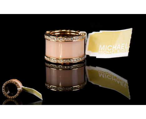 Michael Kors Enamel and Gold Tone Fashion Ring, crystal set. Marked for Michael Kors. Ring size K. As new condition- still wi