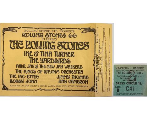 THE ROLLING STONES CAPITOL CARDIFF 1966 HANDBILL AND TICKET. An original 1966 handbill for a concert at The Capitol, Cardiff 