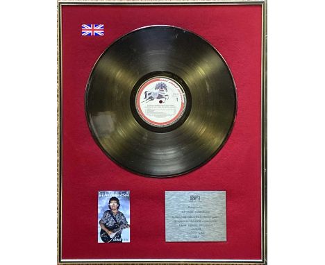 GEORGE HARRISON CLOUD NINE BPI AWARD. An official BPI gold disc presentation awarded to George Harrison to recognise sales of
