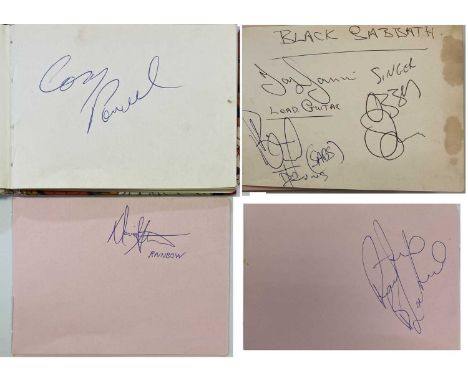 BLACK SABBATH AND RAINBOW AUTOGRAPHS. An autograph book with a page bearing signatures in various inks from Ozzy Osbourne, To