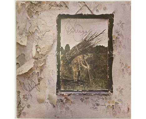 FULLY SIGNED LED ZEPPELIN - UNTITLED. A copy of the untitled Led Zeppelin LP (UK, K 50008, record Ex, sleeve VG+), signed cle