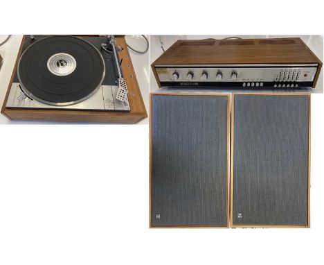 HMV LENCO 2405 TURNTABLE / AMPLIFIER AND SPEAKERS. A nice set: HMV model 2405 turntable, model 2404 amplifier / tuner, a pair